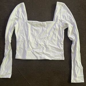 Cropped White Longsleeve Top